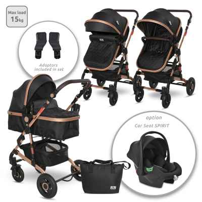 Комбинирана бебешка количка Lorelli Alba Premium, Black + Адаптори