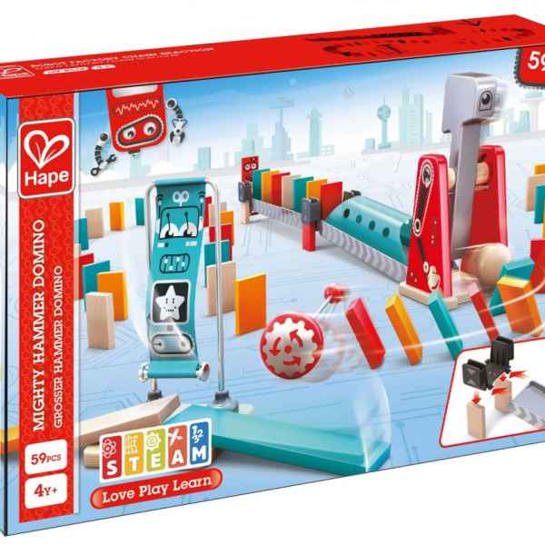 Комплект дървена игра Hape, Домино, Мощен удар, 59 части-DHQau.jpeg