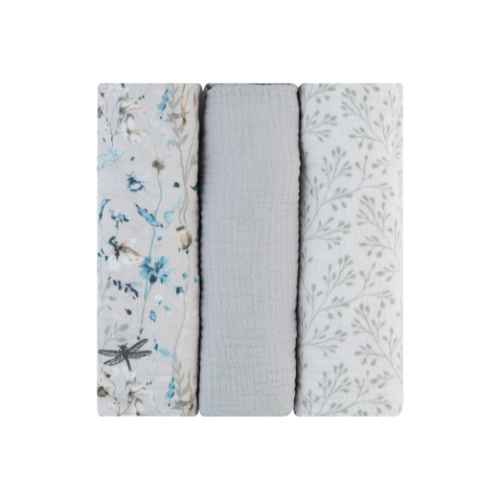 Комплект 3 бр. муселинови пелени Kikka Boo, 100х100 см Dreamy Fields Grey