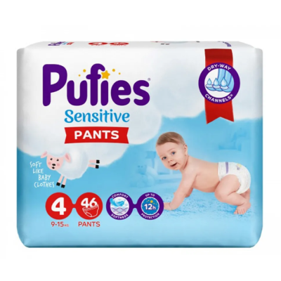 Памперс гащички Pufies Sensitive 4, 9-15 кг 46 бр.