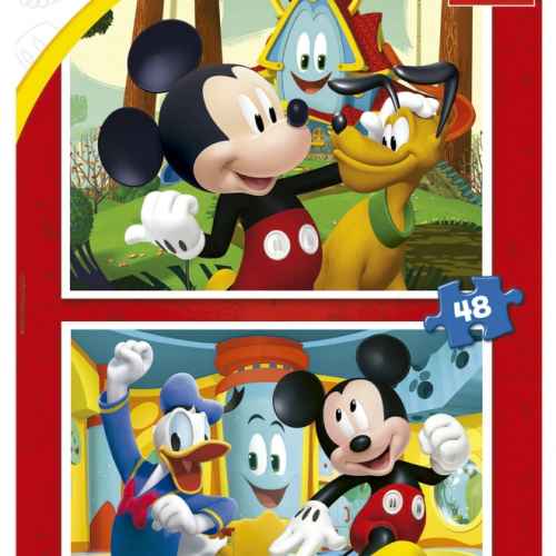 Пъзел Educa, Mickey Mouse 2в1, Забавна къща, 2 x 48 части