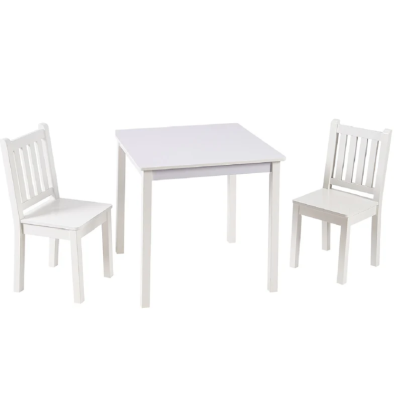 Детска дървена маса с 2 столчета Ginger, Бяла