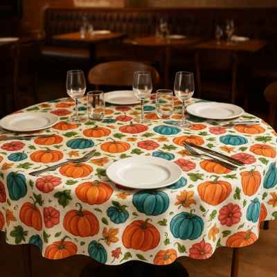 5бр. Хидрофобирана покривка за маса, 90/150 см, тикви