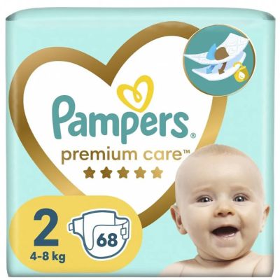 Еднократни пелени Pampers Premium Care 2 Mini, 4-8 кг 68 бр.