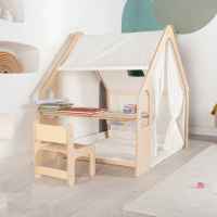 Детска дървена къща 6в1 Ginger Home, Стол, Маса, Черна Дъска, Органайзер, Тента и Мека Подложка-EHC9Y.jpeg
