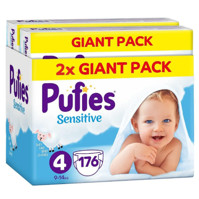 Памперси Pufies Sensitive 4 Maxi, 9-14 кг 176 бр.