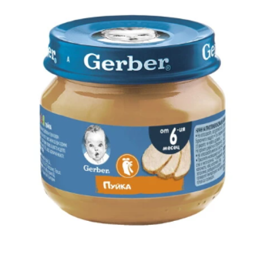 Бебешко пюре Gerber, Пуйка 6м 80 гр.