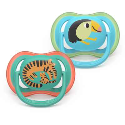 2 бр. залъгалки Philips Avent Ultra Air 6-18м тукан и тигър, син