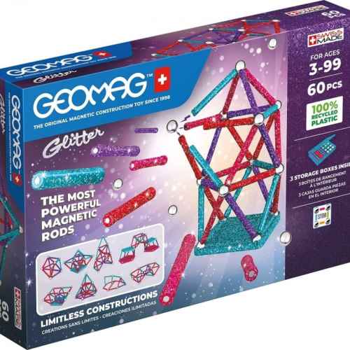 Магнитен конструктор Geomag Glitter Panels, 60 части