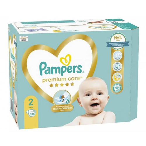 Еднократни пелени Pampers Premium Care 2 Mini, 4-8 кг 136 бр.