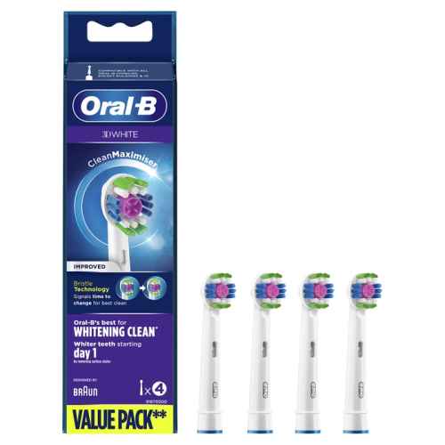 Накрайник за електрическа четка за зъби Oral-B 3D, бял 4 бр.