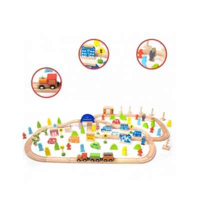 Дървено влакче с релси Classic World, 110 части