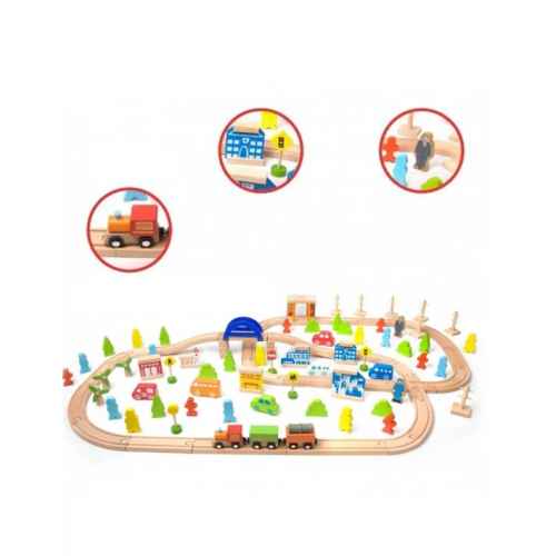 Дървено влакче с релси Classic World, 110 части