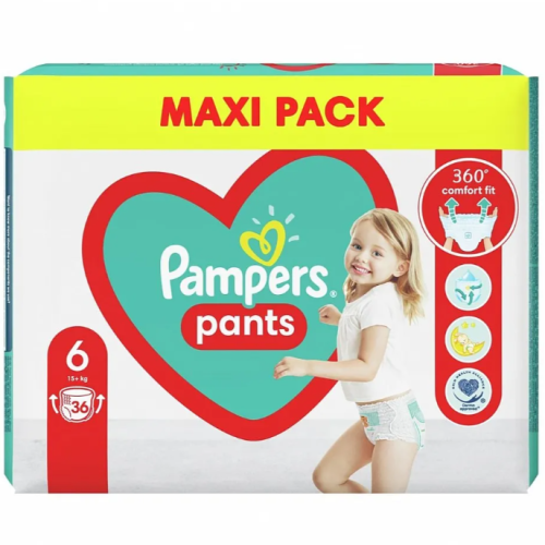 Гащички за еднократна употреба Pampers 6 Extra Large, 15+ кг 36 бр.