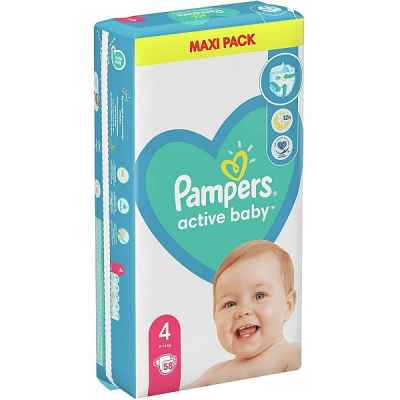 Памперси Pampers Active Baby 4 Maxi Plus, 10-15 кг 58 бр.