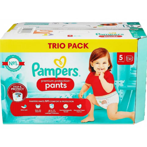 Гащички за еднократна употреба Pampers Premium Protection 5, 12-17 кг 87 бр.