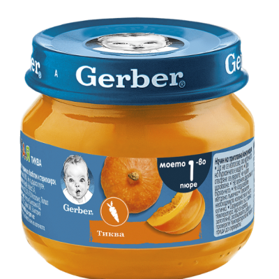 Бебешко пюре Gerber, Тиква 6м 80 гр.