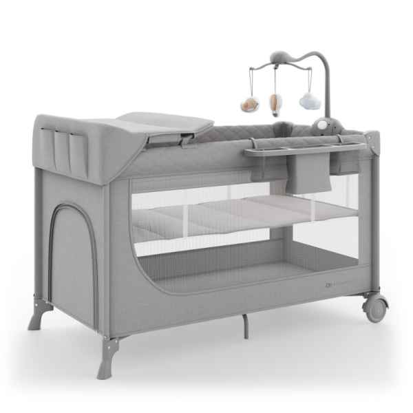 Бебешка сгъваема кошара KinderKraft LEODY UP, с аксесоари, Grey-GcEAN.jpeg