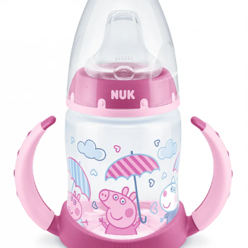 Шише Nuk First Choice 150 мл. със силиконов накрайник 6-18 м., Peppa Pig розово