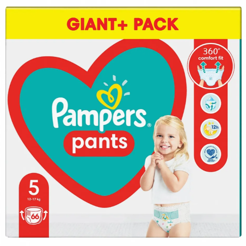 Гащички за еднократна употреба Pampers Junior 5, 12-17 кг 66 бр.