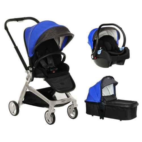 Комбинирана кожена бебешка количка 3-в-1 ZIZITO Harmony Lux, синя