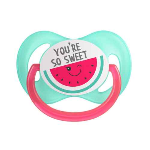 Силиконова залъгалка със симетрична форма Canpol So Cool 6-18м, диня