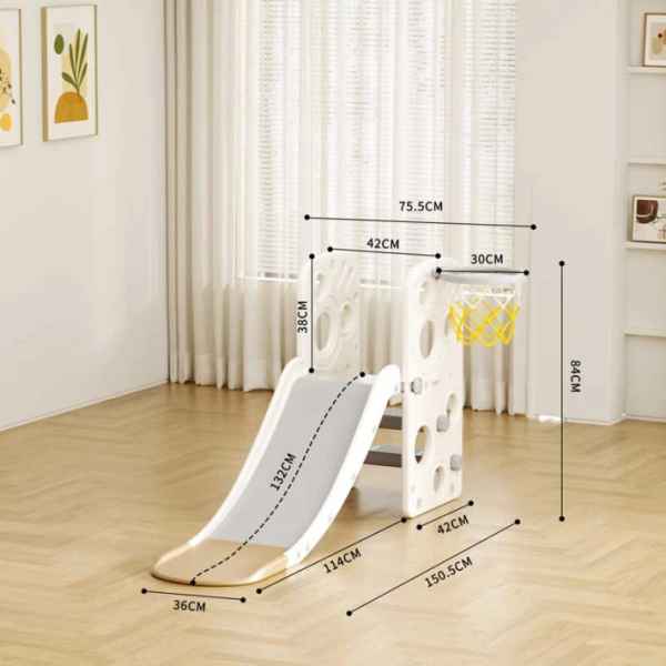 Детска пластмасова пързалка с баскетболен кош Feelkids, кафява-Hzlo9.jpeg