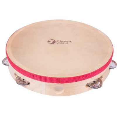 Детска дървена тамбурина Classic World Educational, с малки звънчета 25 см