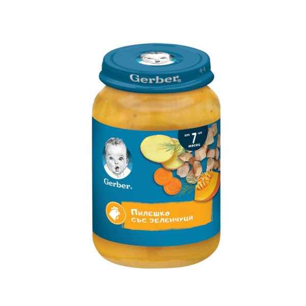 Бебешко пюре Gerber, Пилешко със зеленчуци 7м 190 гр.-JBkVZ.jpeg