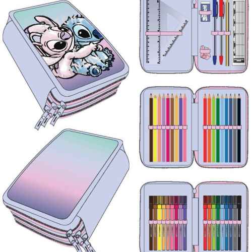 Несесер с три ципа и ученически пособия Cerda, Stitch