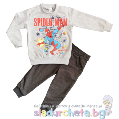 Комплект от 2 части Светли - блуза и панталон, Спайдърмен