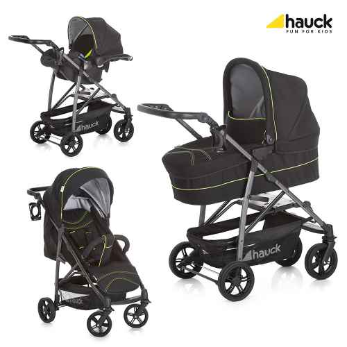 Комбинирана бебешка количка 3в1 Hauck Rapid 4 Plus Trioset, Caviar/neon yellow