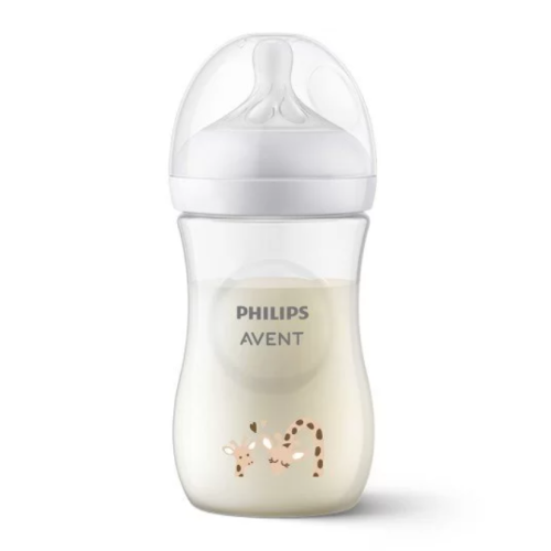 Шише за храна Philips Avent Natural Response 3.0 с биберон 1м+, 260 мл, Жираф