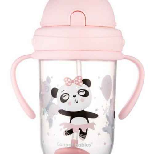 Нетечаща чаша със сламка Canpol-babies Bonjour Paris 270 мл, розова
