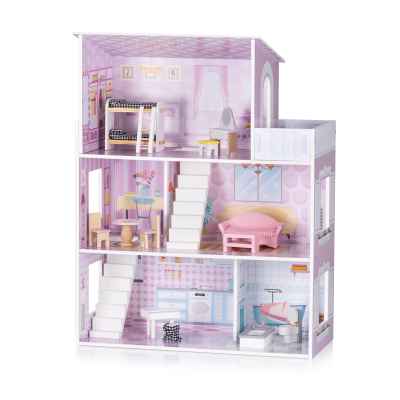 Детска дървена къща за кукли Chipolino, с 13 броя мебели