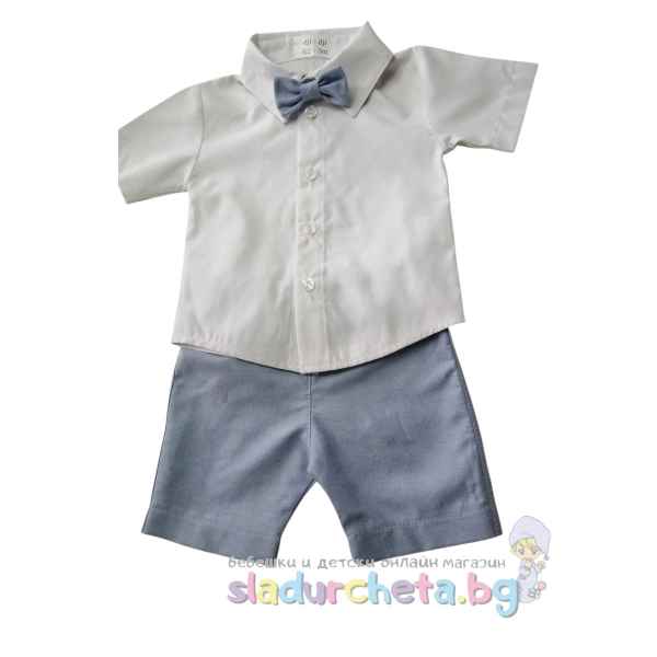 Комплект от 3 части Baby Dji - риза, къс панталон и папионка-K2hlW.jpeg