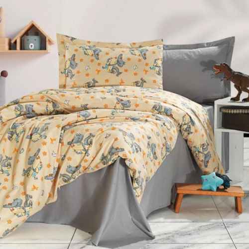 10бр. Детски спален комплект, Динозавър жълто