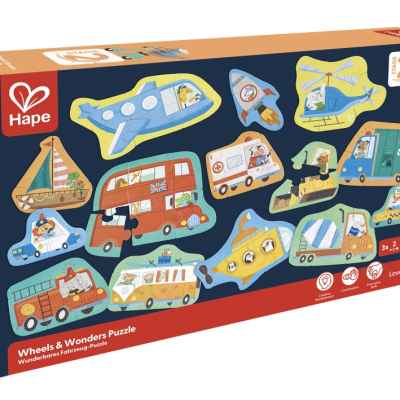Образователен пъзел превозни средства Hape, 60 части