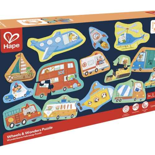 Образователен пъзел превозни средства Hape, 60 части