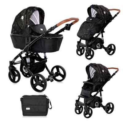 Комбинирана бебешка количка Lorelli Rimini, Forest Green & Black
