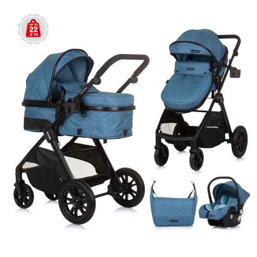 Комбинирана бебешка количка 3в1 Chipolino Хармъни, синя