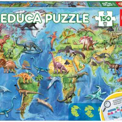 Пъзел Educa, Карта на света на динозаврите, 150 части