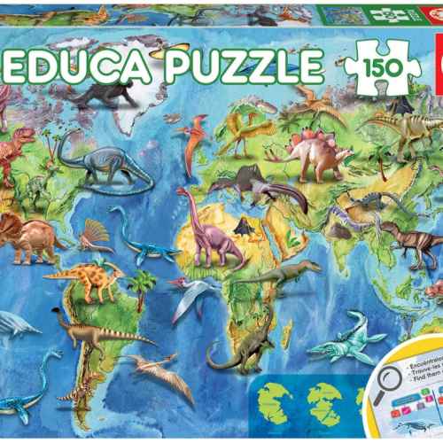 Пъзел Educa, Карта на света на динозаврите, 150 части