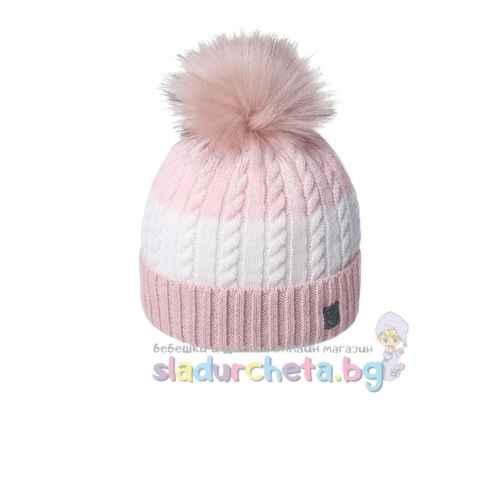 Детска шапка Criss, розова с бяло