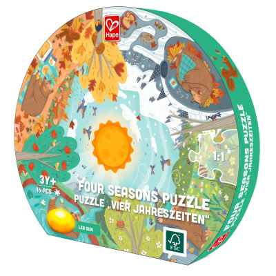 Образователен пъзел за под Hape, Четири сезона, 57.5 см, 16 части