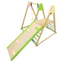 Детски дървен комплект 4в1 Ginger Home, Люлка, Пързалка, Катерушка и Рампа за Катерене, 120x112x114 см-M0sHw.jpeg
