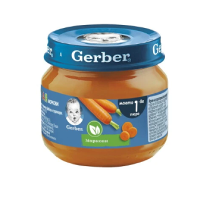 Бебешко пюре Gerber, Моркови 6м 80 гр.