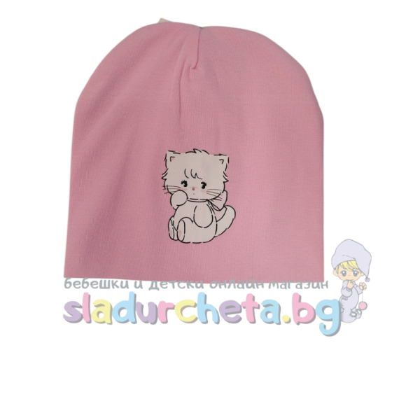 Детска шапка Be Snazzy, Розова с коте-MI5TM.png