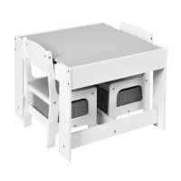 Комплект 2 в 1 двустранна дървена маса с 2 столчета GINGER, WHITE/GREY-MTNK0.jpg