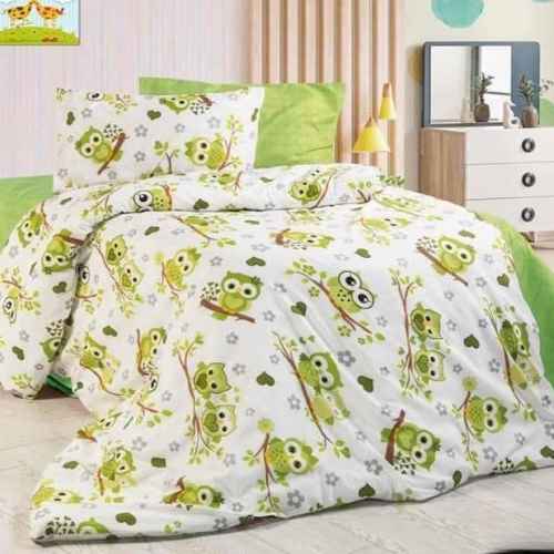 10бр. Детски спален комплект, Бухалче зелено